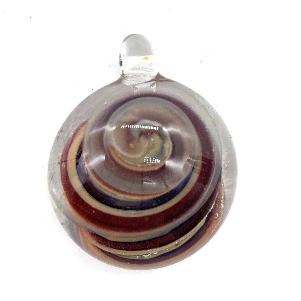 Hand Blown Glass Pendant Necklace with Swirly Design